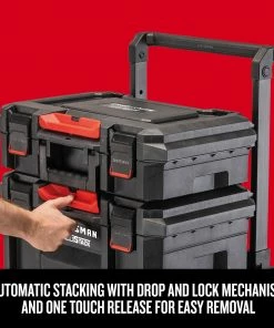 Promo 👏 CRAFTSMAN Portable Tool Boxes TradeStack System Tower 22-in Black Plastic Wheels Lockable Tool Box 🔔 -Craftsman Official Shop 43569037