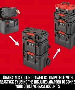 Promo 👏 CRAFTSMAN Portable Tool Boxes TradeStack System Tower 22-in Black Plastic Wheels Lockable Tool Box 🔔 -Craftsman Official Shop 43569038