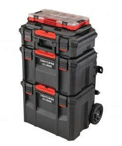 Promo 👏 CRAFTSMAN Portable Tool Boxes TradeStack System Tower 22-in Black Plastic Wheels Lockable Tool Box 🔔 -Craftsman Official Shop 43569041