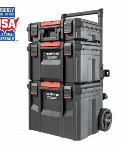 Promo 👏 CRAFTSMAN Portable Tool Boxes TradeStack System Tower 22-in Black Plastic Wheels Lockable Tool Box 🔔 -Craftsman Official Shop 43569045
