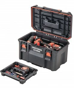 Promo 👏 CRAFTSMAN Portable Tool Boxes TradeStack System Tower 22-in Black Plastic Wheels Lockable Tool Box 🔔 -Craftsman Official Shop 43569053