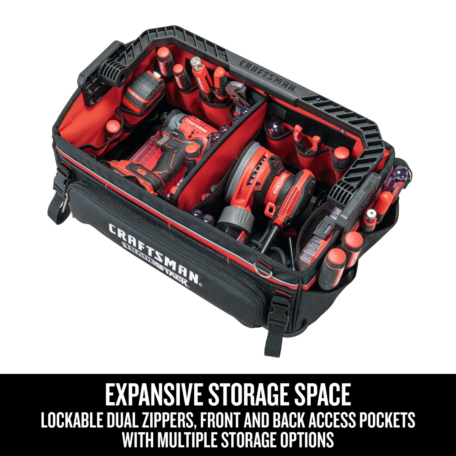 Best Sale 𧨠CRAFTSMAN Tool Bags TRADESTACK System Black/Red Polyester 22.375-in Zippered Tool Tote π 4 Best Sale 𧨠CRAFTSMAN Tool Bags TRADESTACK System Black/Red Polyester 22.375-in Zippered Tool Tote π - Image 4
