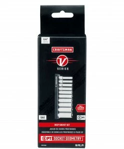 Outlet 👏 CRAFTSMAN Sockets & Socket Sets V-Series 10-Piece Standard (SAE) 1/4-in Drive 6-point Set Deep Socket Set ✔️ -Craftsman Official Shop 44486442