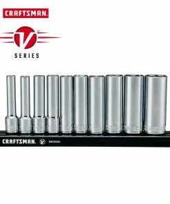 Outlet 👏 CRAFTSMAN Sockets & Socket Sets V-Series 10-Piece Standard (SAE) 1/4-in Drive 6-point Set Deep Socket Set ✔️