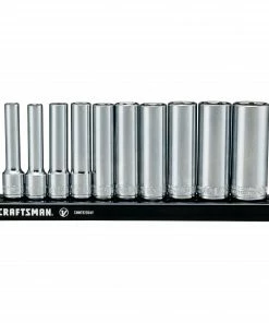 Outlet 👏 CRAFTSMAN Sockets & Socket Sets V-Series 10-Piece Standard (SAE) 1/4-in Drive 6-point Set Deep Socket Set ✔️ -Craftsman Official Shop 44778591